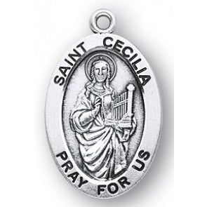 STERLING/OVAL ST CECILIA/18" CHAIN - S942018C - Catholic Book & Gift Store 