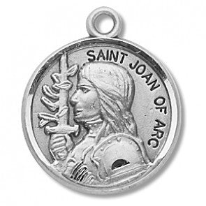 STERLING ST JOAN OF ARC/ROUND/18" CHAIN - S974618C - Catholic Book & Gift Store 