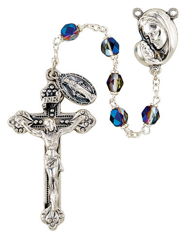 6MM MOTHER'S EMBRACE ROSARY/SAPPHIRE - SO6ABSP18D - Catholic Book & Gift Store 