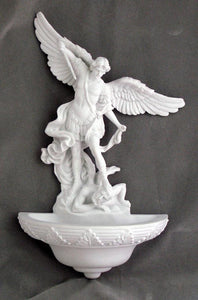 ST MICHAEL HOLY WATER FONT IN WHITE