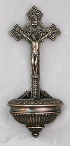 11" CRUCIFIXION HOLY WATER FONT - SR-75371 - Catholic Book & Gift Store 