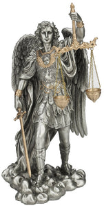 11" PEWTER STYLE ST MICHAEL - SCALES/JUSTICE - SR-75978-PE - Catholic Book & Gift Store