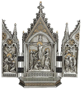 8" CALVARY TRIPTYCH, PEWTER STYLE FINISH - SR-76234-PE