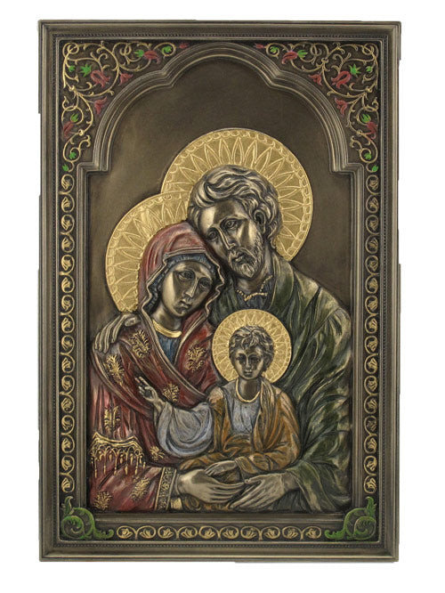 HOLY FAMILY PLAQUE VERONESE BRONZE 6X9