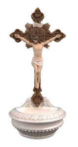 9.5" FULL COLOR ST BENEDICT CRUCIFIX HOLY WATER FONT