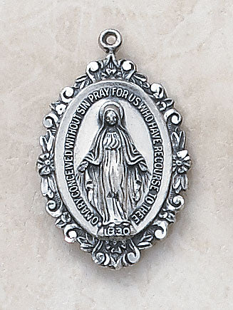STERLING ORNATE MIRACULOUS MEDAL - SS1941 - Catholic Book & Gift Store 
