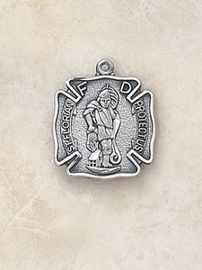 STERLING ST FLORIAN/MED BADGE - SS994 - Catholic Book & Gift Store 