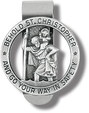 ROUND ST CHRISTOPHER/VISOR CLIP - V5008 - Catholic Book & Gift Store 