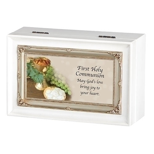 GOD'S GIFT SMALL WHITE MUSIC BOX COMMUNION COLLECTION