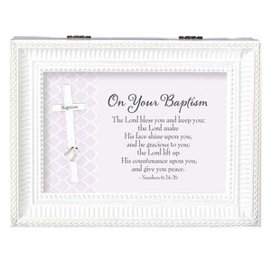 ON YOUR BAPTISM LARGE WHITE MUSIC BOX BAPTISM COLLECTION