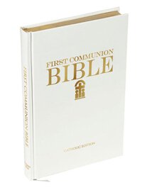 White Leatherette Catholic First Communion Bible