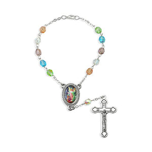 6mm Multi-Color Guardian Angel Auto Rosary Glass Beads