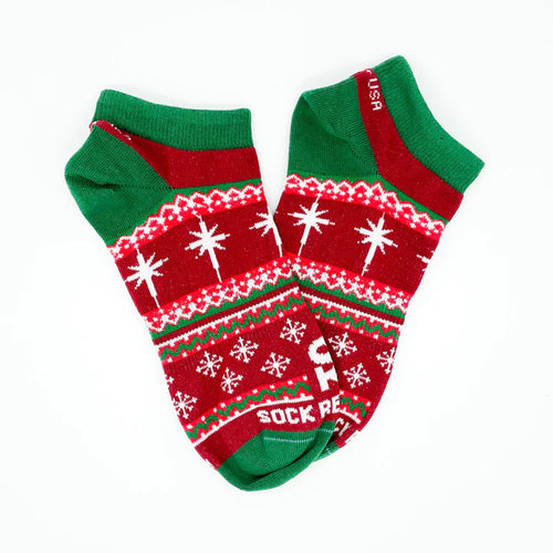 Christmas Sweater No Show Socks - S/M