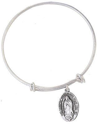 OUR LADY OF GUADALUPE SILVER PLATED CHARM BANGLE - JC-2241-BGL - Catholic Book & Gift Store 