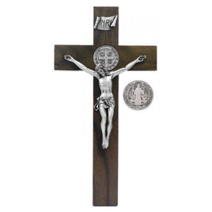 12" ST BENEDICT CRUCIFIX/WALNUT - JC-5062-E - Catholic Book & Gift Store 