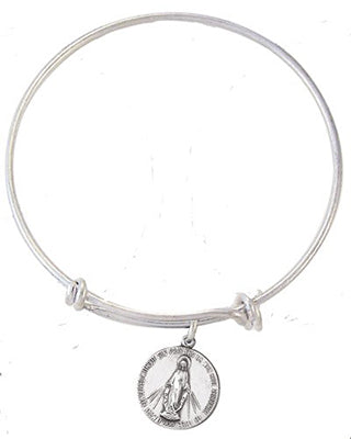 MIRACULOUS MEDAL/SILVER PLATED CHARM BANGLE - JC2143-BGL - Catholic Book & Gift Store 