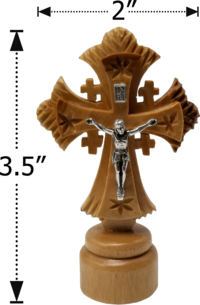 Olive Wood Jerusalem Crucifix on Stand