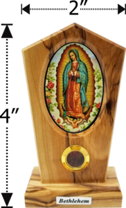 4" OLIVE WOOD STAND WITH OUR LADY OF GUADALUPE