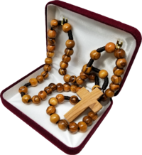 Corded Olive Wood Rosary with Olive Wood Cross from the Holy Land