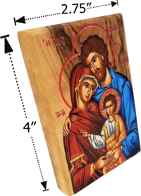 COLOR HOLY FAMILY ICON 4" OLIVE WOOD PLAQUE